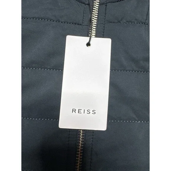 Reiss Hybrid Quilted Zip Through Jacket Coat Navy Felix Freddie Mens Size S